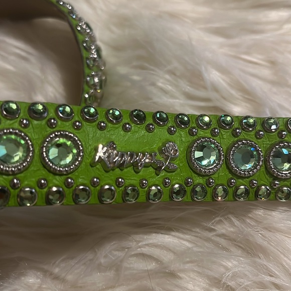 KIPPY’S SWAROVSKI CRYSTAL SILVER BUCKLE STUDDED LEATHER COWGIRL BELT SIZE 32 - Picture 4 of 6